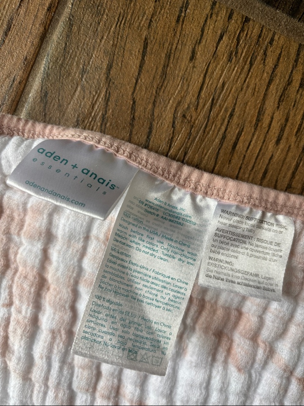 Aden+Anais Dream Blanket - Peach/White - Picture 3 of 3